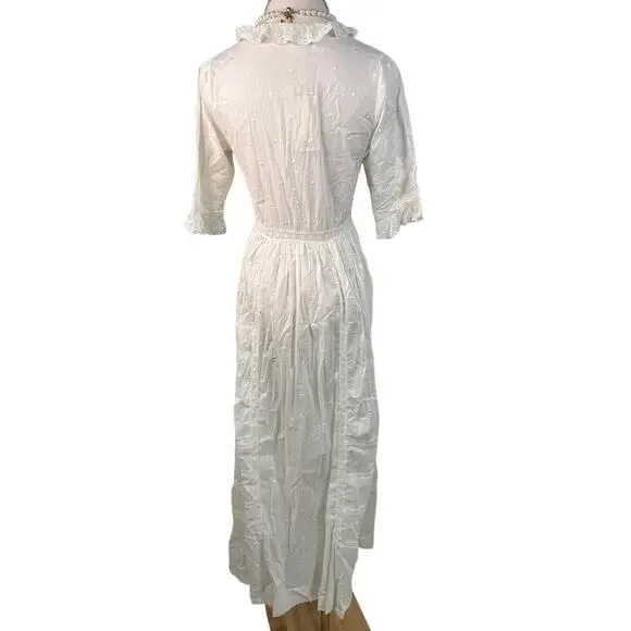 DOEN Rosabella Embroidered Midi Dress bow lace salt white size XS - Picture 10 of 16